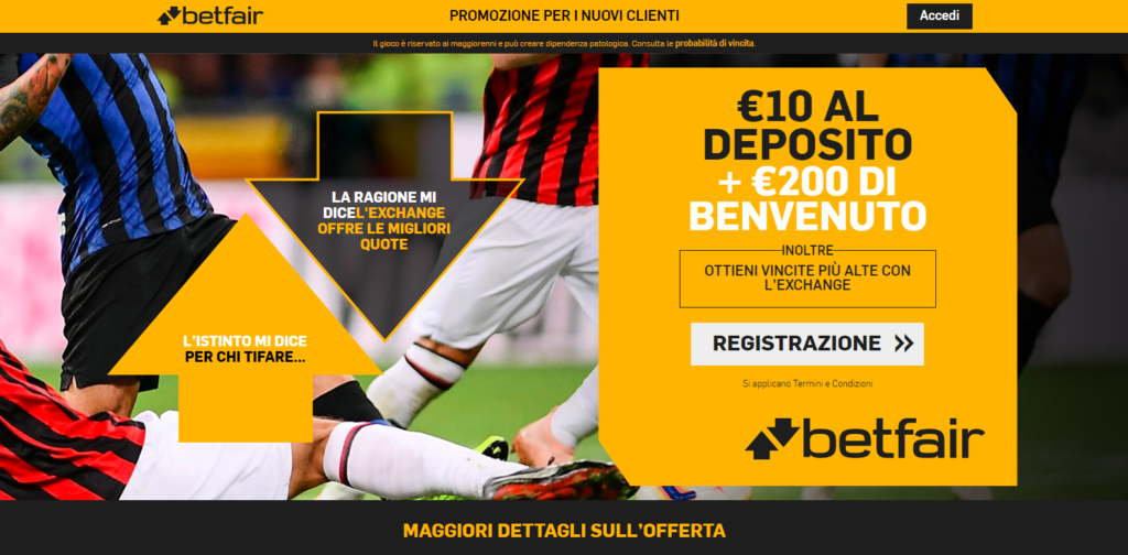 betfair bonus benvenuto